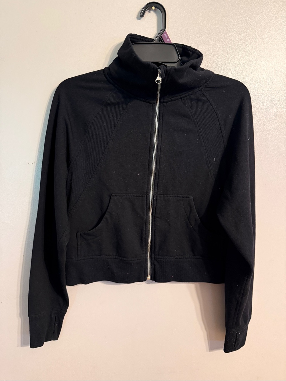 Danskin Black Cropped Zip Hoodie with High Collar
